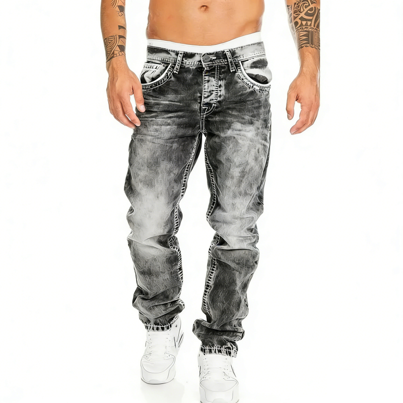 Gerade geschnittene Herren-Jeans im Hip-Hop-Stil aus robustem Denim