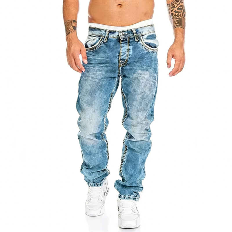 Gerade geschnittene Herren-Jeans im Hip-Hop-Stil aus robustem Denim