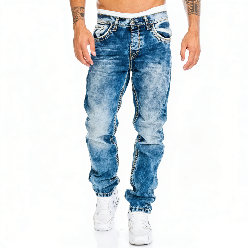 Gerade geschnittene Herren-Jeans im Hip-Hop-Stil aus robustem Denim