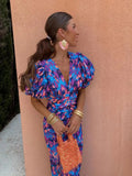 Colorful Dress with Pleated Sleeves – Comfortable Elegance