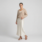 Conjunto Midi Satén con Jersey de Punto Elegante