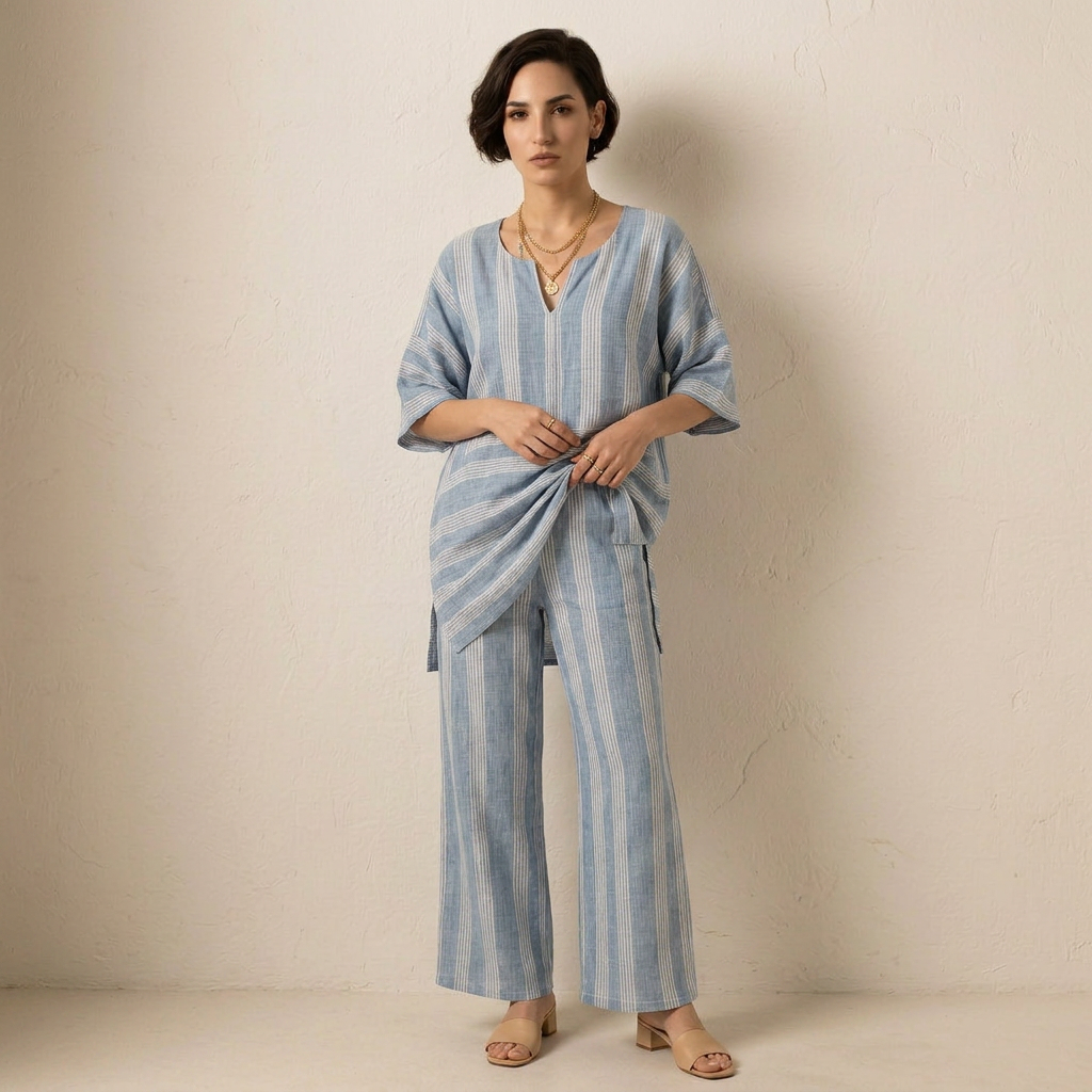 Conjunto Boho a Rayas Mujer Corte Oversize
