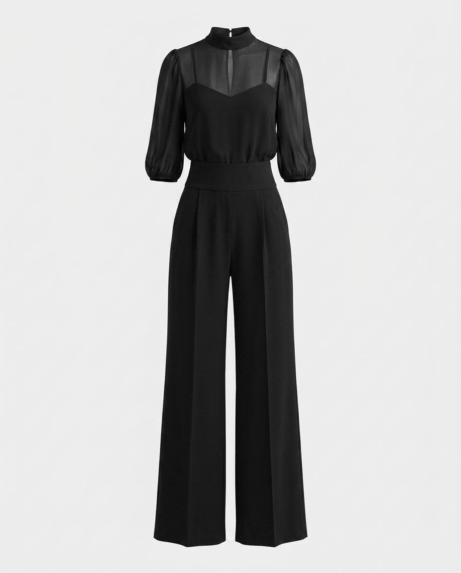 Conjunto Elegante 3 Piezas Mujer con Pantalón Amplio