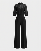 Conjunto Elegante 3 Piezas Mujer con Pantalón Amplio