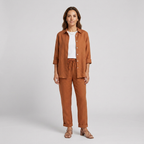 Conjunto Lounge Mujer Algodón Lino Camisa y Pantalón