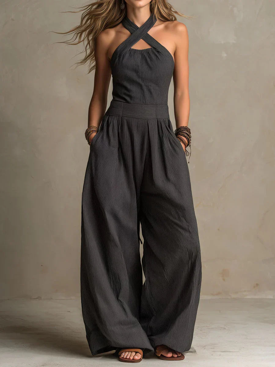 Bianca | Conjunto de lino y algodón con elegante escote cruzado