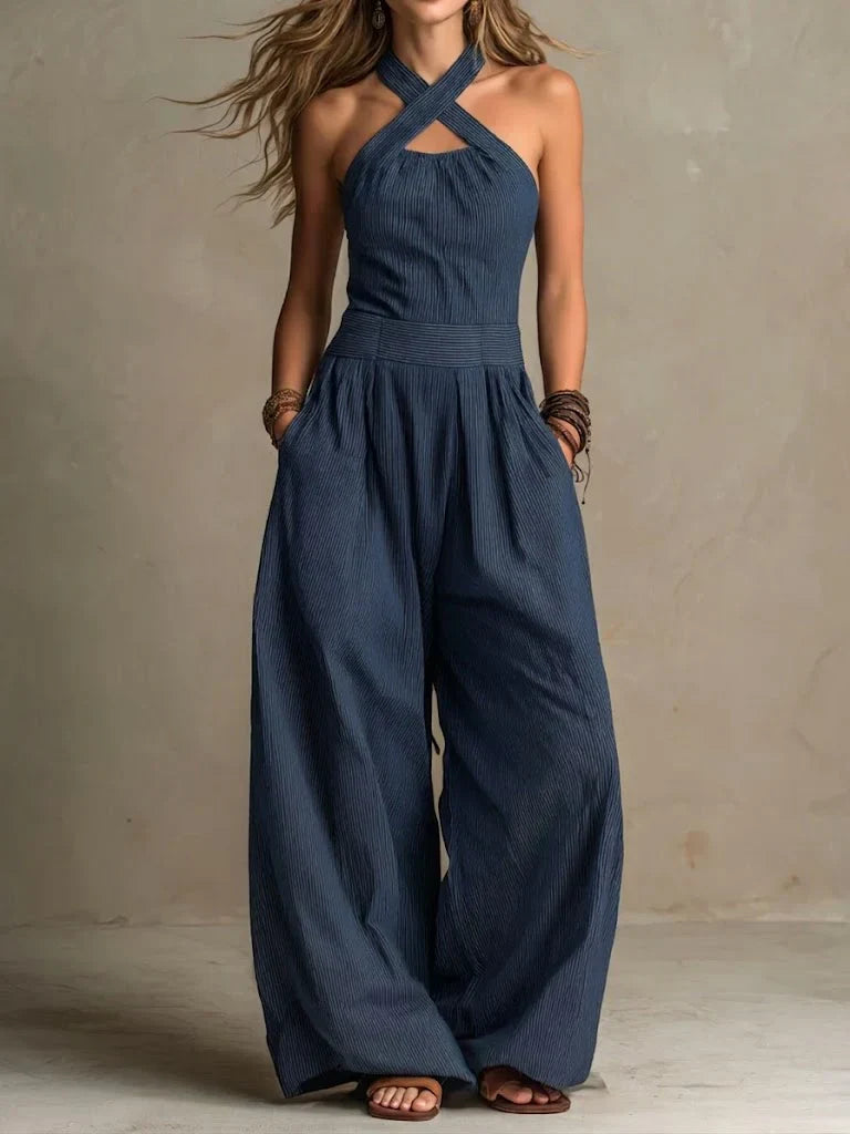 Bianca | Conjunto de lino y algodón con elegante escote cruzado