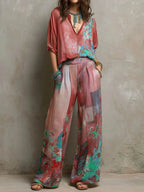 Chiara — Conjunto elegante de estampado floral con pantalón amplio