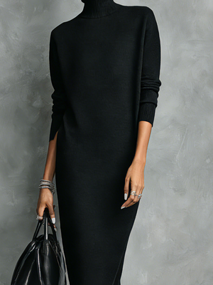 Midikleid aus Strick mit Rollkragen und langen Ärmeln