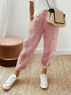 Pantalón De Algodón A Rayas Mujer – Ligero Y Cómodo