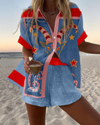 Conjunto Camiseta y Shorts Lino Algodón Mujer