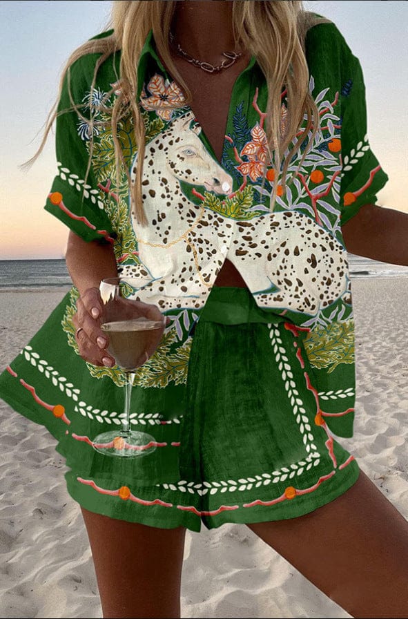 Conjunto Camiseta y Shorts Lino Algodón Mujer