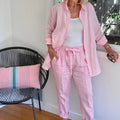 Women's Lounge Set in Cotton and Linen, Shirt and Pants