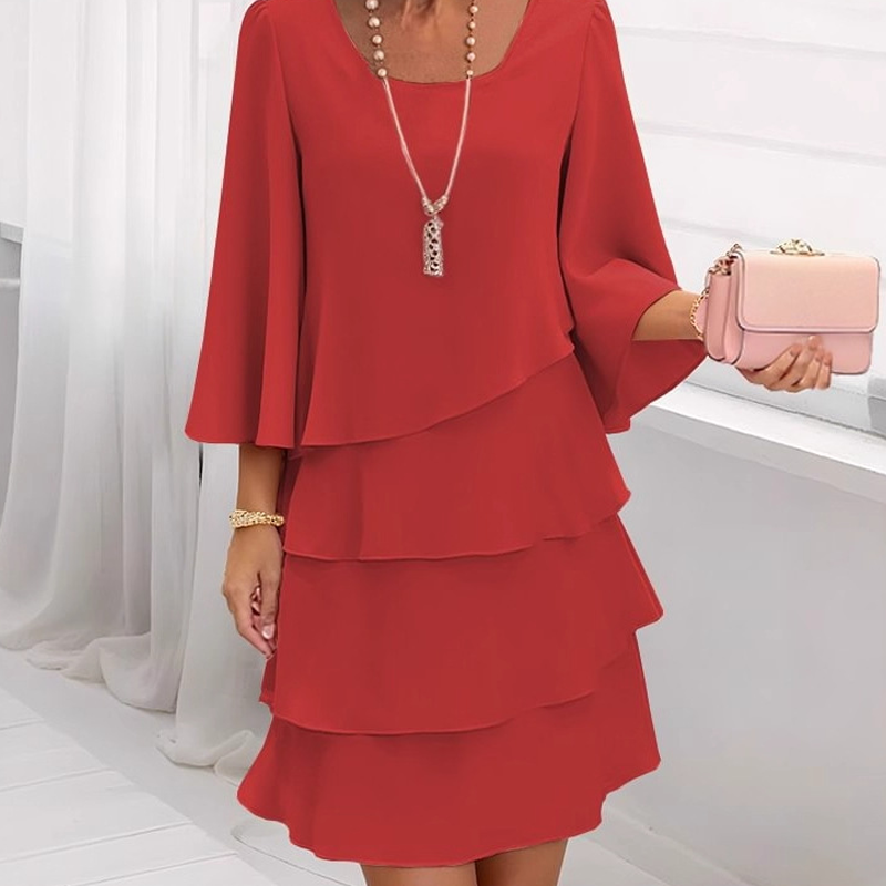 Damen-Maxikleid mit Rüschen und eckigem Ausschnitt