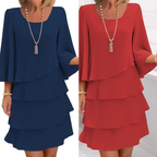 Damen-Maxikleid mit Rüschen und eckigem Ausschnitt