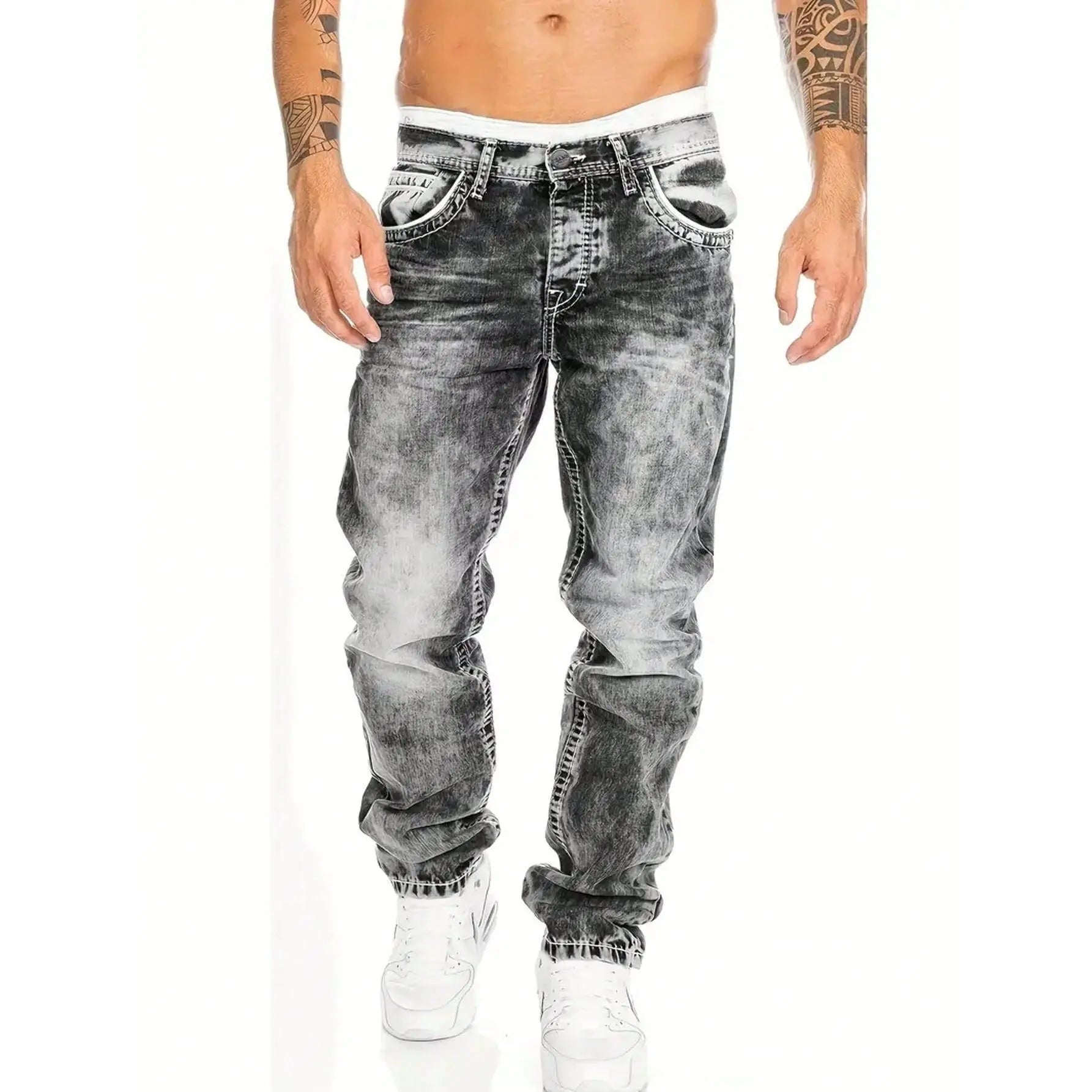 Gerade geschnittene Herren-Jeans im Hip-Hop-Stil aus robustem Denim