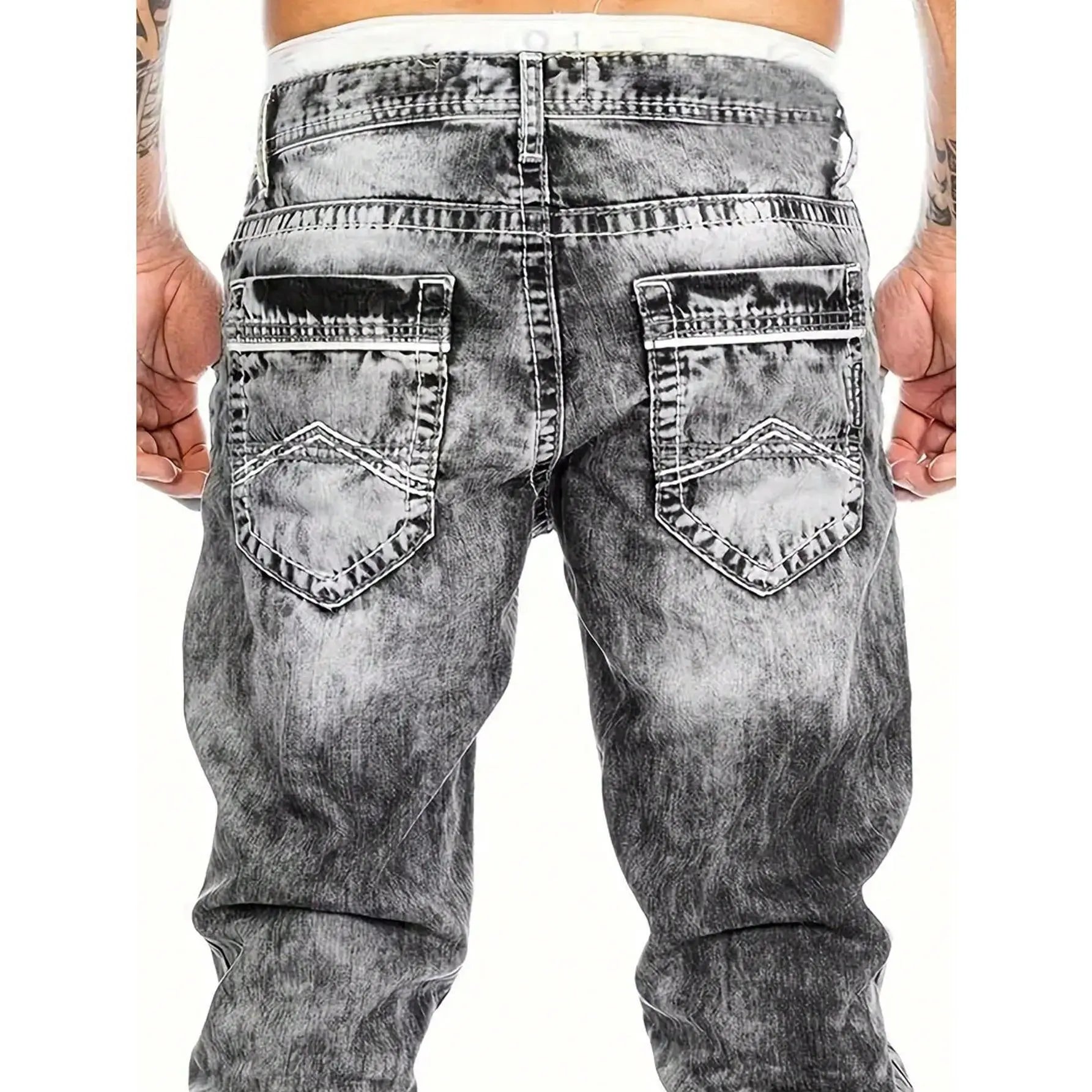 Gerade geschnittene Herren-Jeans im Hip-Hop-Stil aus robustem Denim