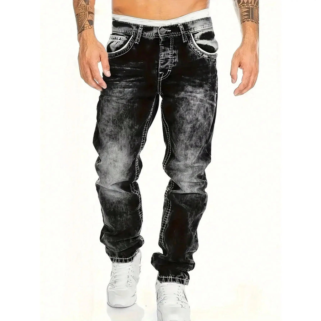Jeans Rectos Hombre Hip Hop de Denim Resistente
