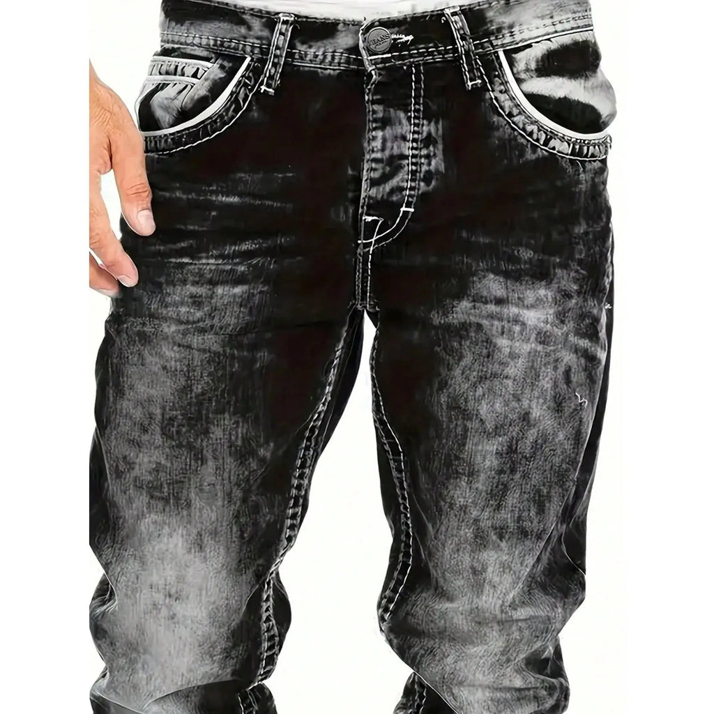 Jeans Rectos Hombre Hip Hop de Denim Resistente