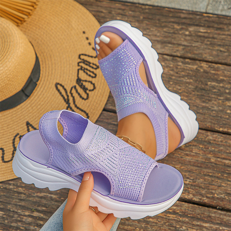 Sandalias de plataforma para mujer en malla transpirable