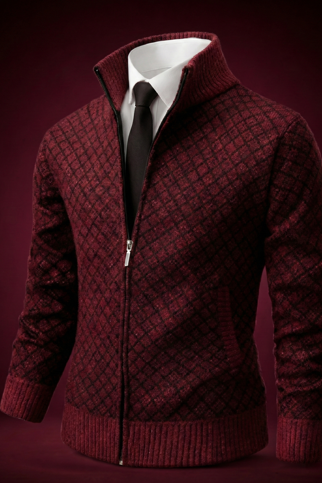 Lässiger Strick-Cardigan mit Waffelstruktur und Reißverschluss